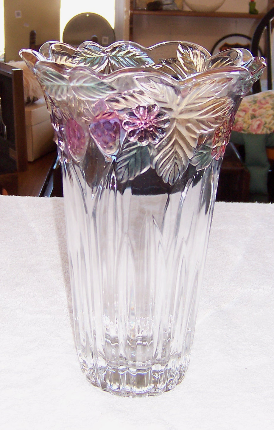 Mikasa Crystal Vase Tinted Grapes Pattern Triple A Resale