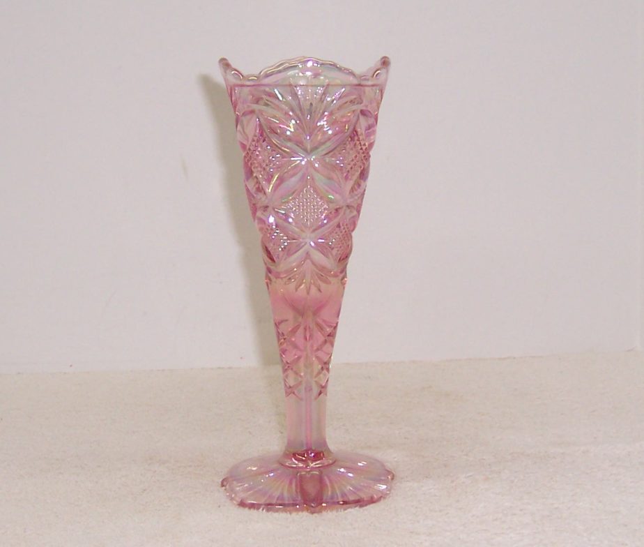 Fenton Pink Carnival Glass Vase Triple A Resale