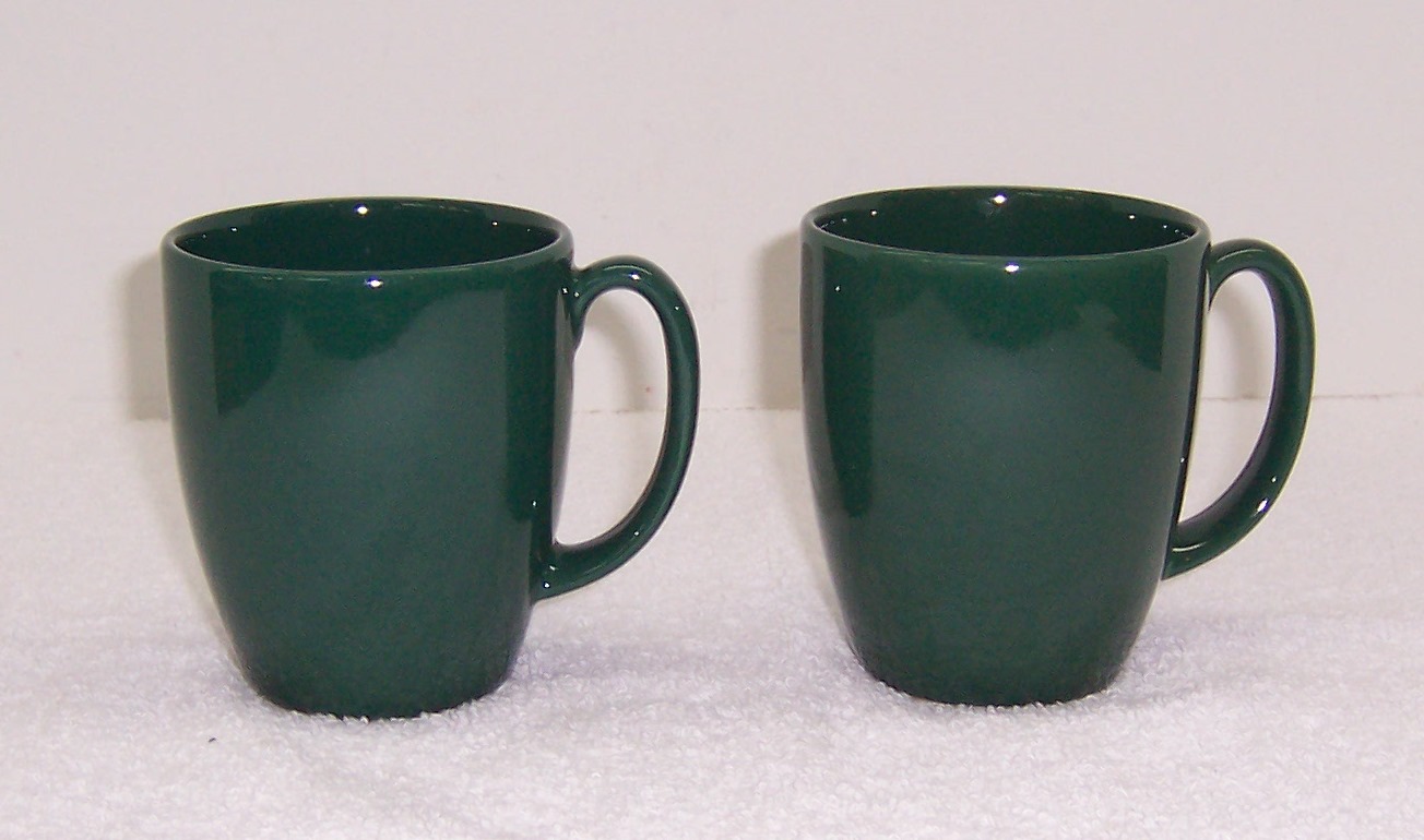 Triple A Resale 2 Corelle Multiple Pattern Dark Green Mugs