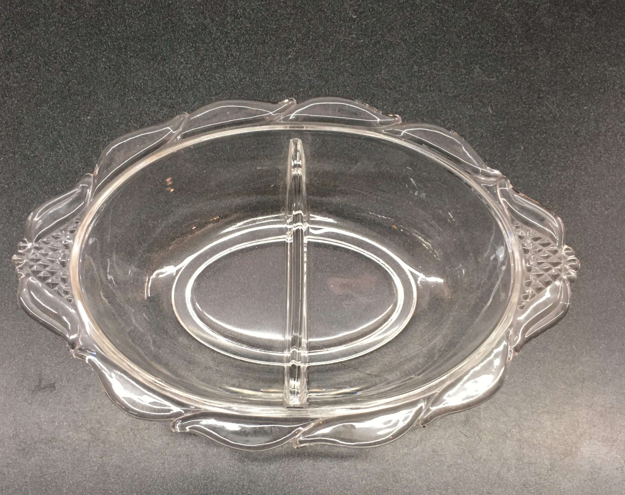 Heisey Plantation 2 Part Glass Relish Dish Bowl