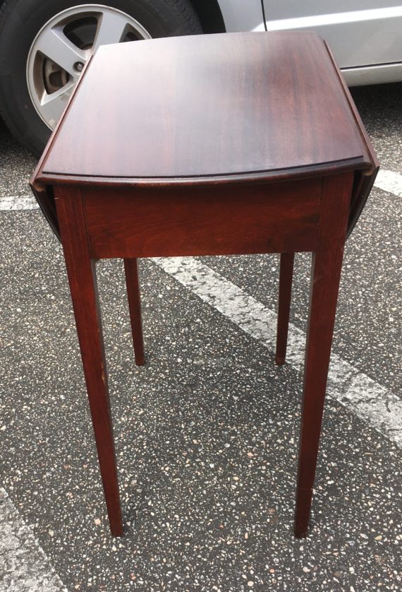 Vintage Wooden Small Drop Leaf Oval Side End Table