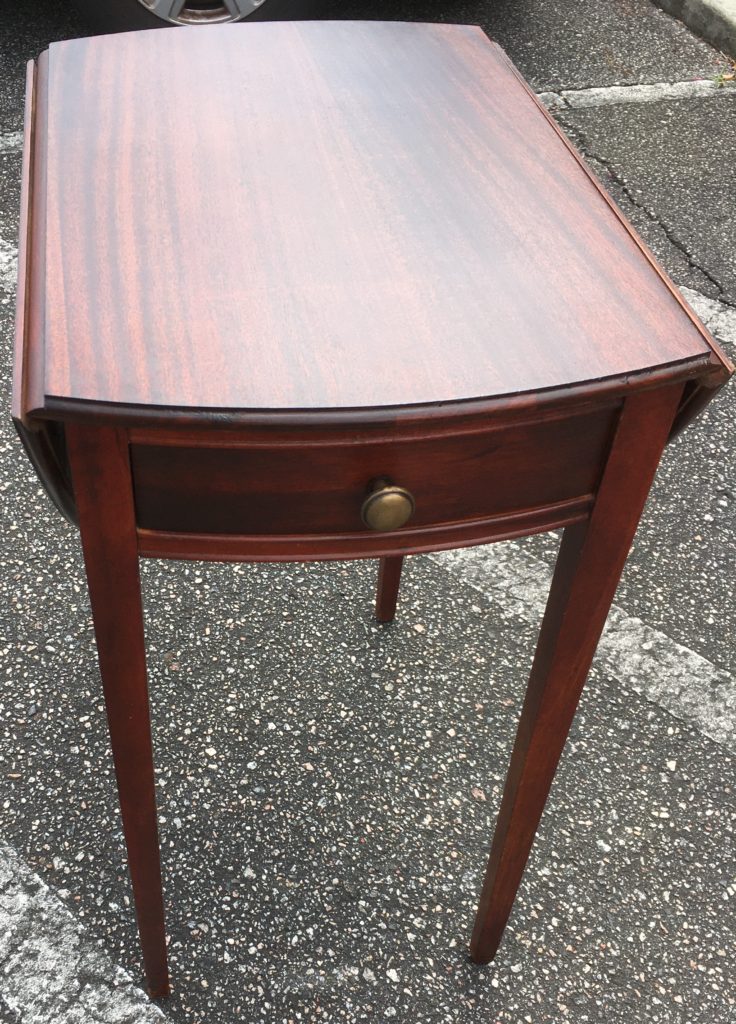 Vintage Wooden Small Drop Leaf Oval Side End Table