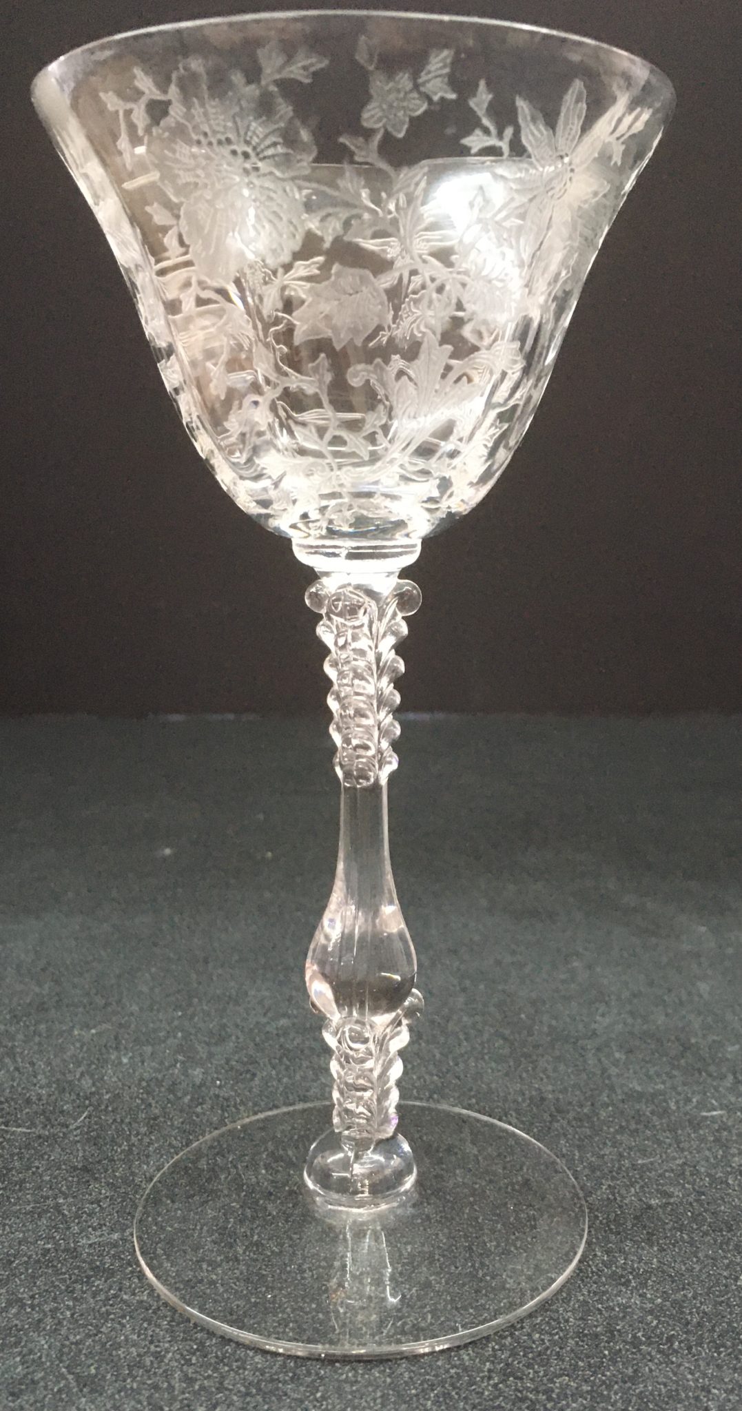 Cambridge Crystal Etched Wildflower Pattern Liquor Cocktail Glass