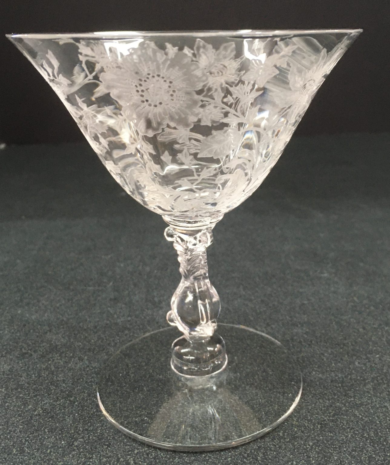 Cambridge Crystal Etched Wildflower Pattern Low Sherbet Glass