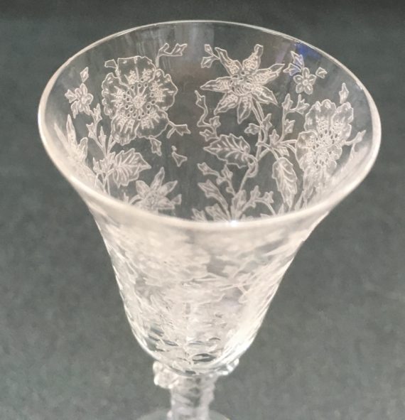 Cambridge Crystal Etched Wildflower Pattern Cordial Glass