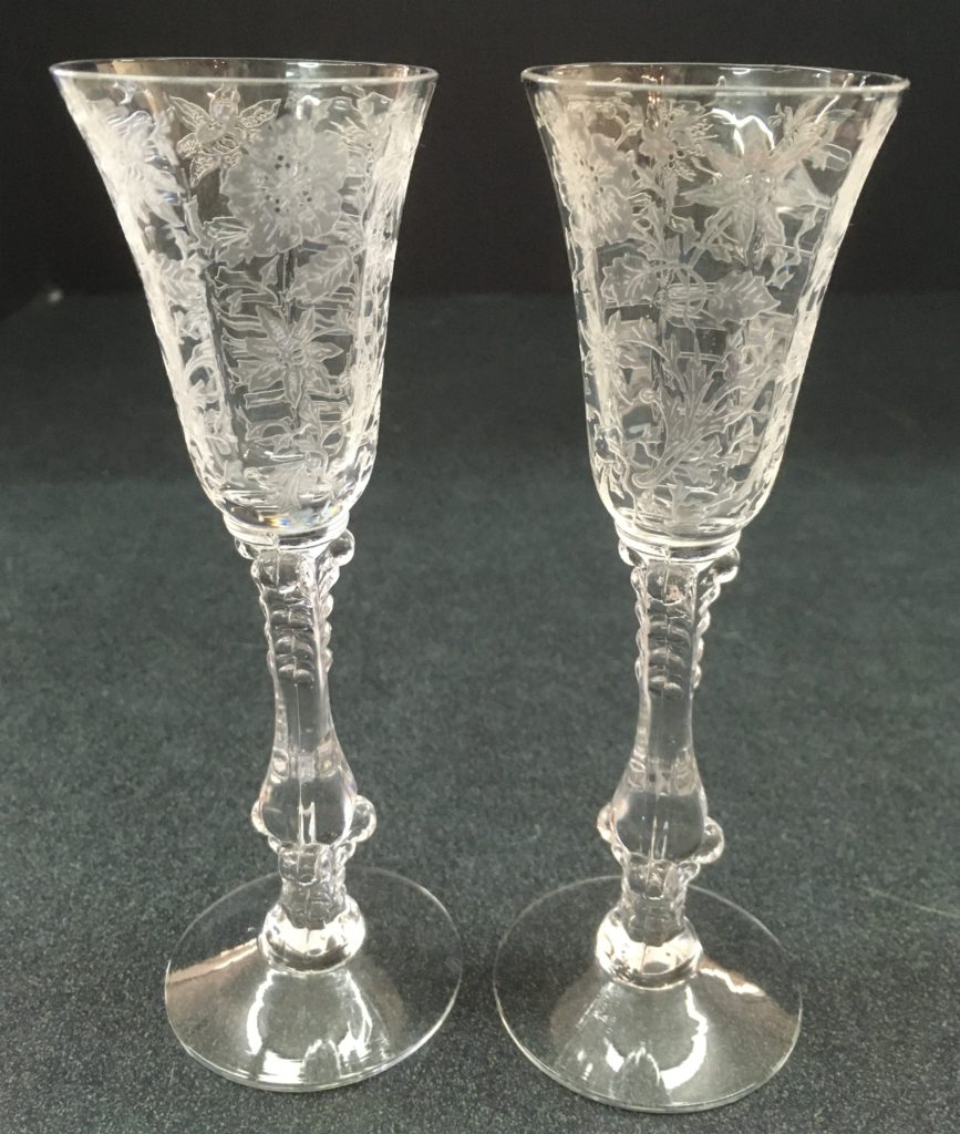 Cambridge Crystal Etched Wildflower Pattern Cordial Glass