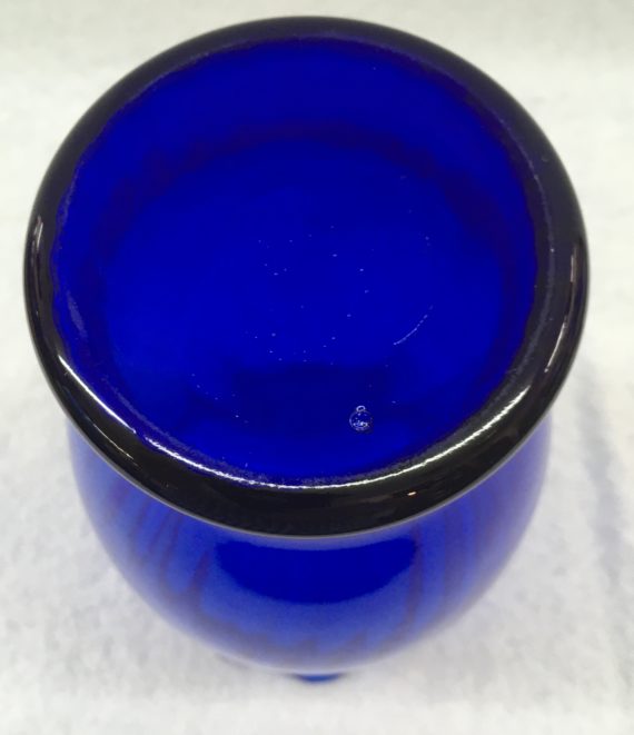 Cobalt Blue Swirl Crimped Ruffled Glass Vase
